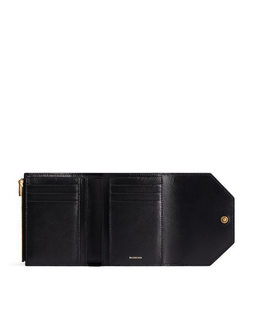 Balenciaga Black Leather Envelope Bifold Wallet