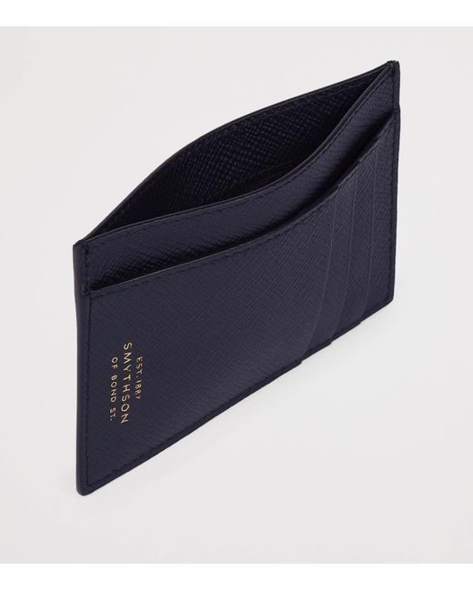 Smythson Blue Panama Leather Compact Card Holder for men