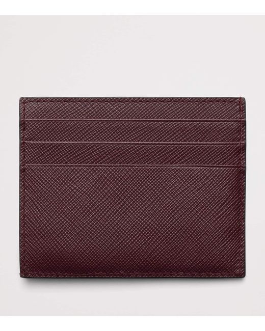 Prada Purple Saffiano Leather Card Holder for men