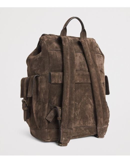 Officine Creative Brown Suede Bostonian Backpack for men