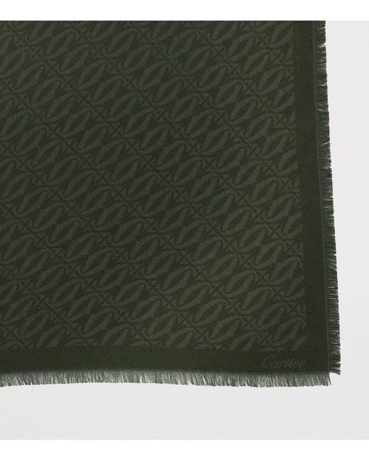 Cartier Green Silk-Wool C De Shawl