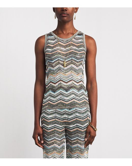 Missoni Gray Sequin Chevron Tank Top