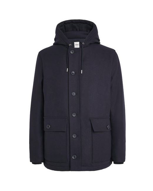 Sandro Blue Wool-Cashmere-Blend Padded Parka for men