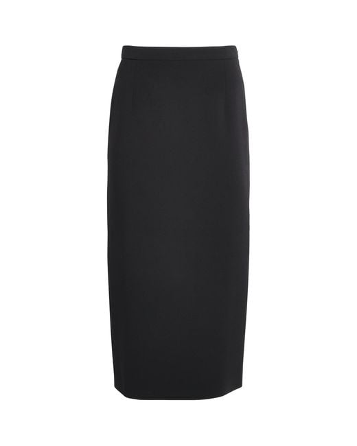 Alessandra Rich Black Virgin Wool-Blend Midi Pencil Skirt
