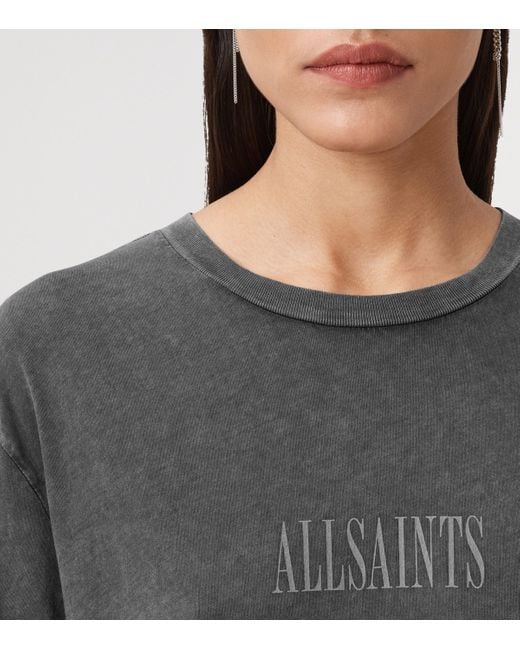 AllSaints Gray Organic Cotton Wings T-Shirt