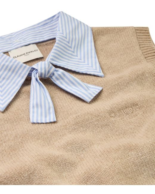 Claudie Pierlot Natural Wool-Blend Sleeveless Sweater