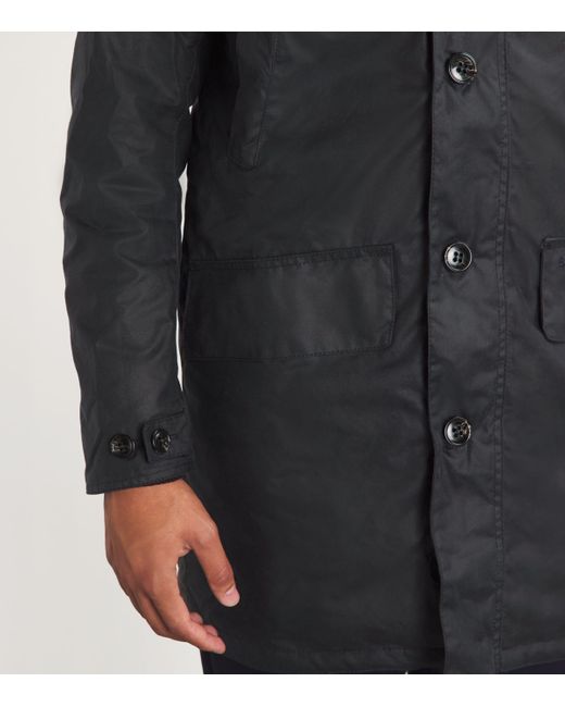 Barbour Blue Waxed Cotton Mac Coat for men