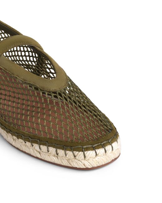Alaïa Green Suede Mesh Espadrille Flats