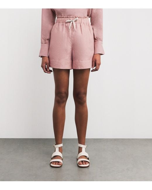 Eleventy Pink Linen Drawstring Shorts