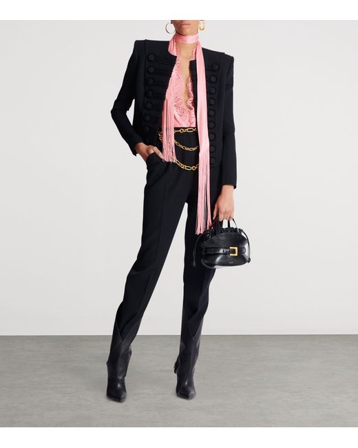 Balmain Black Wool Slim Tailored Trousers