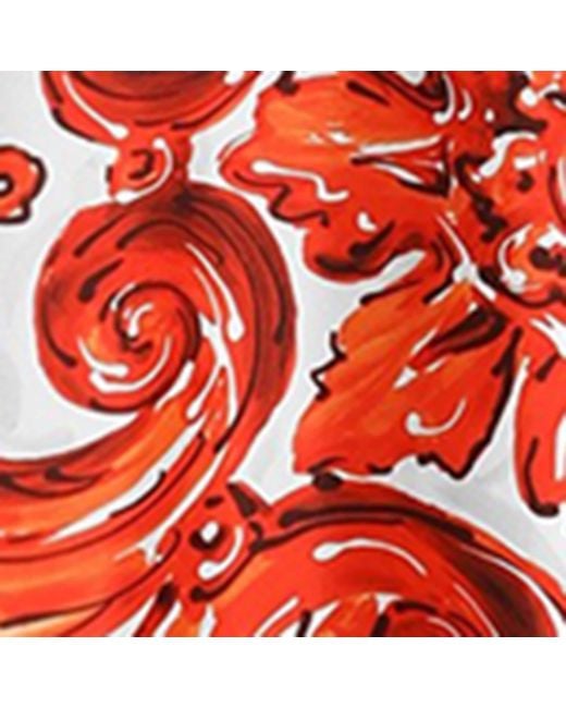 Dolce & Gabbana Red Silk Majolica Print Shirt Dress