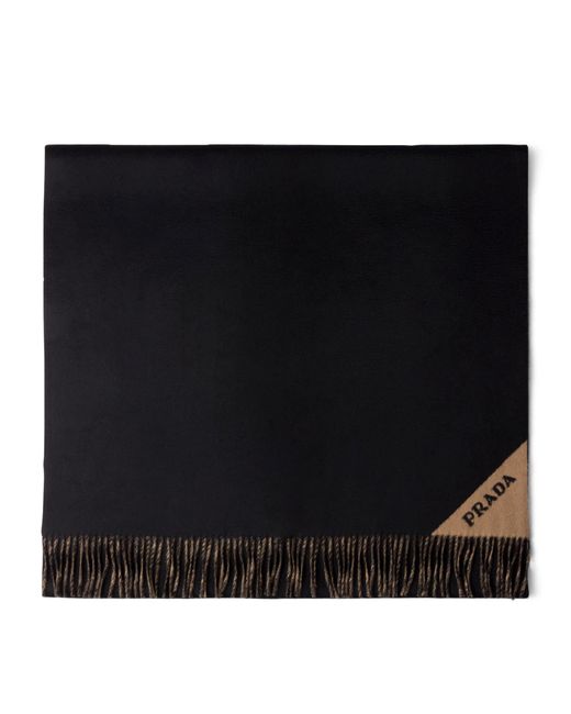 Prada Black Cashmere Double-Faced Scarf