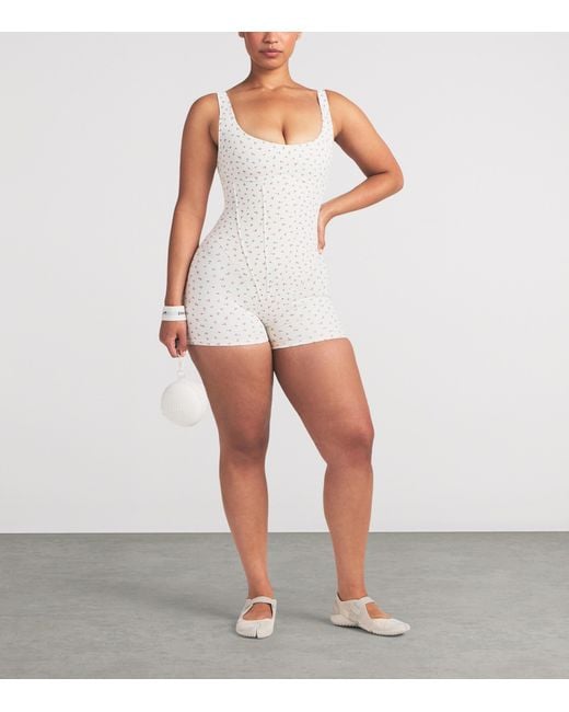 NikeSKIMS White Corset Short Bodysuit