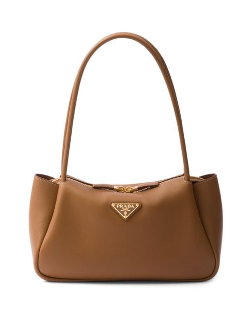 Prada Medium Leather Shoulder Bag in Brown Lyst UK