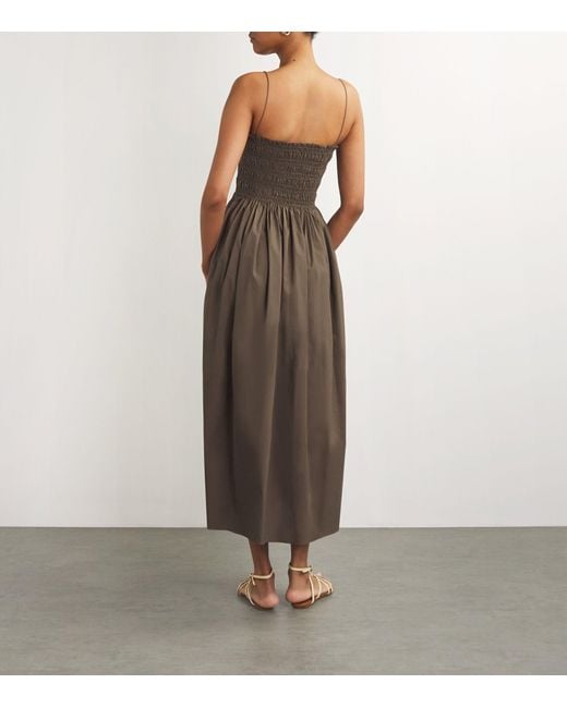 Matteau Brown Shirred Midi Dress