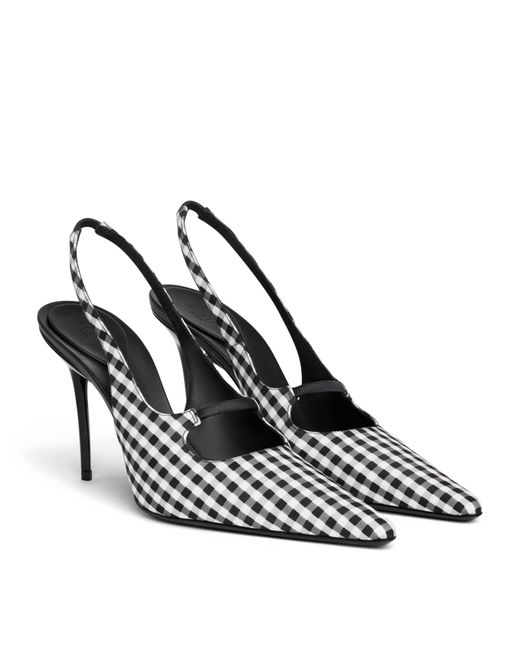 Alaïa Metallic Vichy Print Drop Slingback Pumps 80