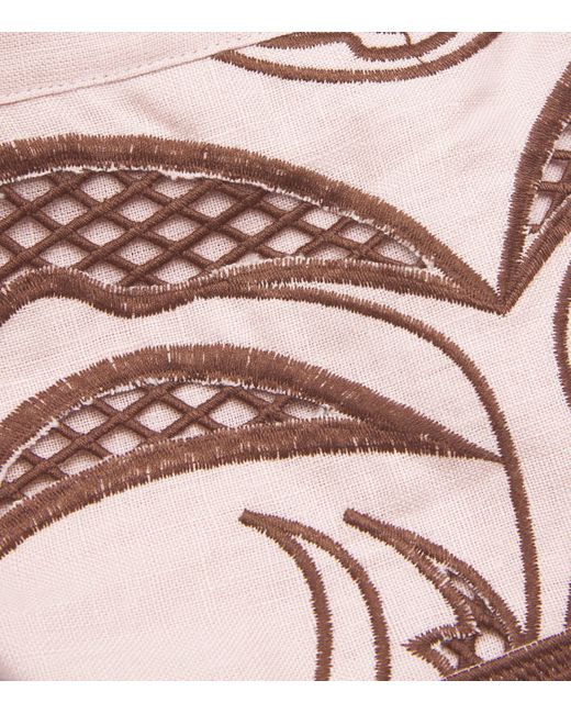 Lug Von Siga Pink Linen Printed Ornella Midi Dress