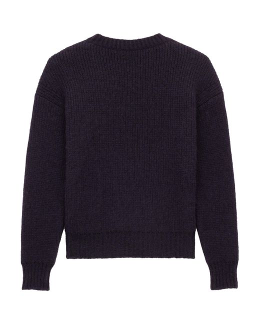 Saint Laurent Blue Alpaca Wool-Blend Crew-Neck Sweater for men