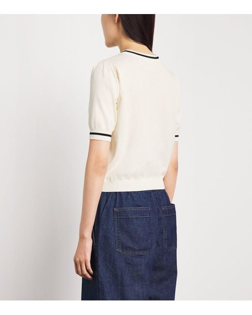 FRAME Natural Cotton-Blend Short-Sleeve Sweater