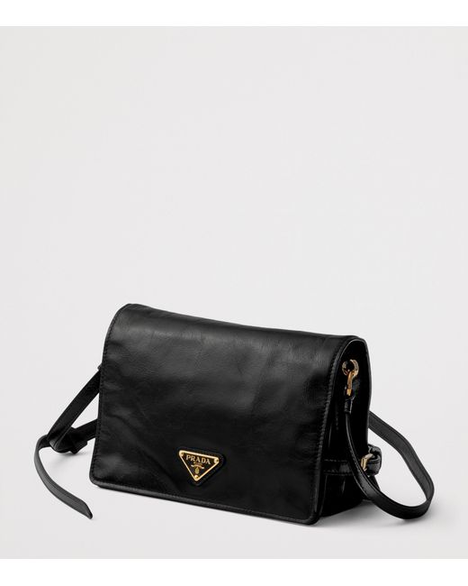 Prada Black Mini Leather Wallet With Strap