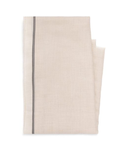 Johnstons White Cashmere Ives Fringed Scarf