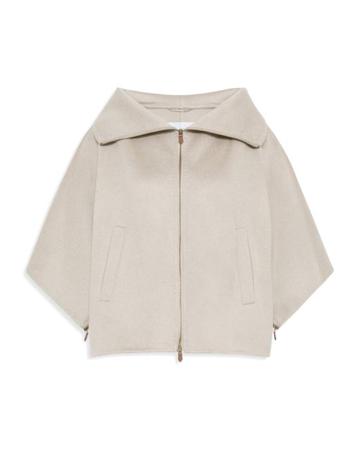 Max Mara Natural Cashmere Cape-Sleeve Jacket