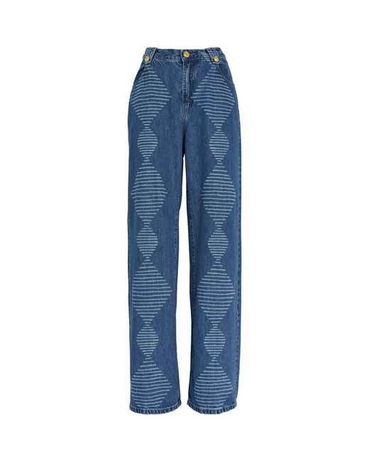 Hayley Menzies Blue Wide-leg Aztec Jeans