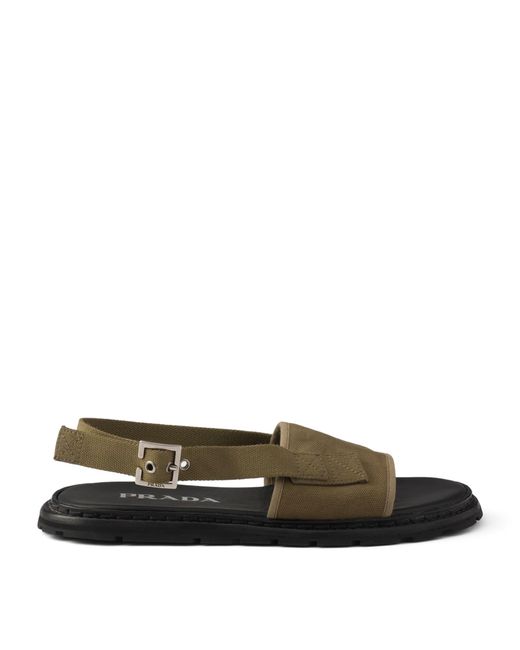 Prada Green Canvas Sandals