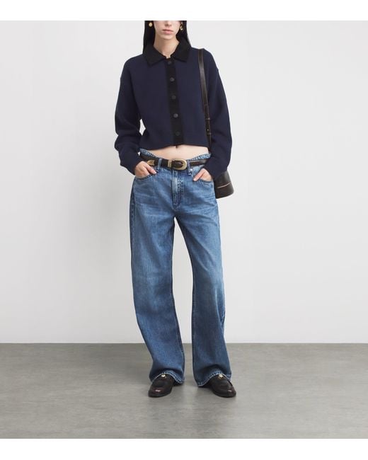 Claudie Pierlot Blue Corduroy-Collar Cardigan