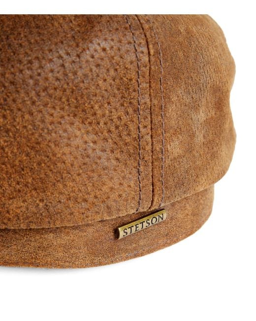 Stetson Brown Leather Flat Cap for men