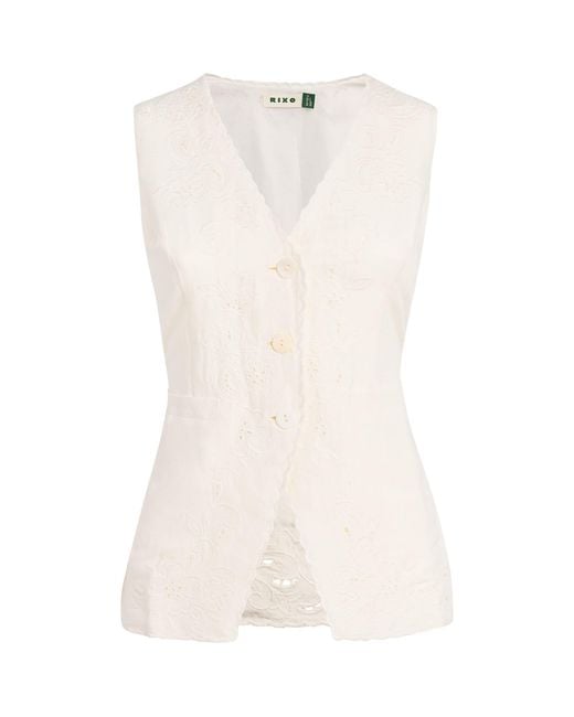 Rixo White Cutwork Embroidery Jesse Waistcoat