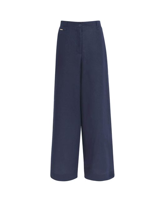 Melissa Odabash Blue Linen Serena Wide-Leg Trousers