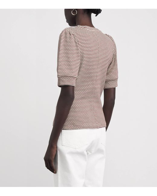 ME+EM Brown Cotton Puff-Sleeve T-Shirt