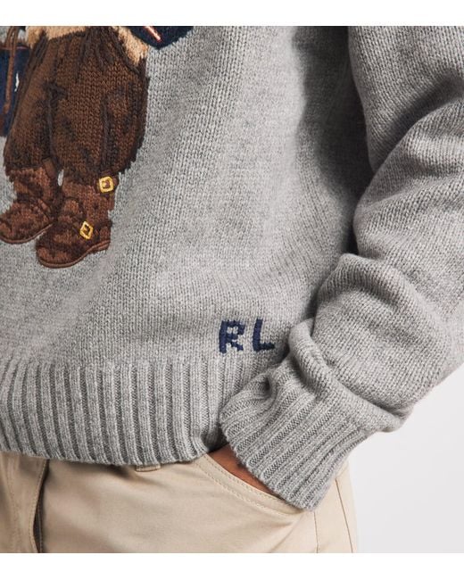 Polo Ralph Lauren Gray Wool-Cashmere Polo Bear Sweater
