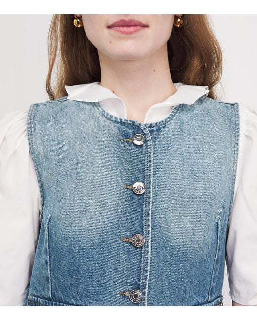 Sandro Blue Embellished Denim Waistcoat