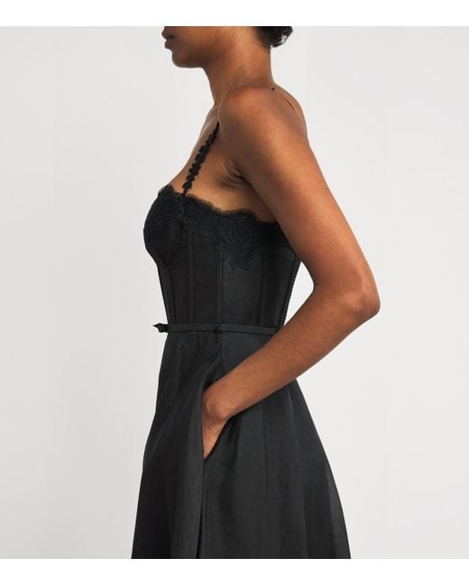 Zimmermann Black Linen-Silk Hypnotic Midi Dress