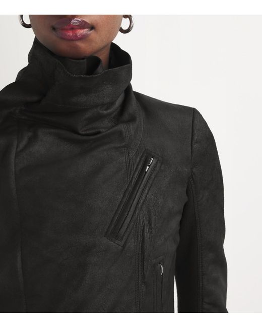 Rick Owens Black Leather Porterville Biker Jacket