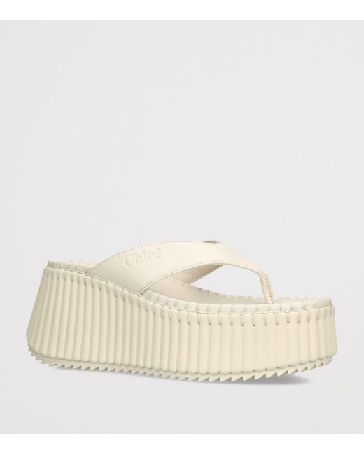 Chloé Natural Leather Nama Platform Thong Sandals 50