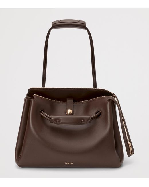 Loewe Brown Large Grained Leather Madrid Shoulder Bag
