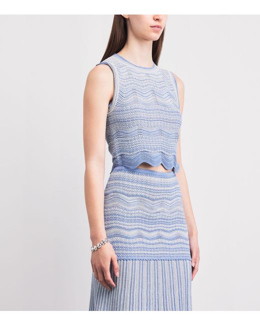 Sandro Blue Metallised Crop Top