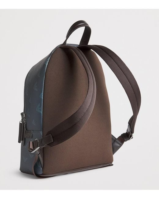 Emporio Armani Gray Coated Canvas Eagle Backpack for men