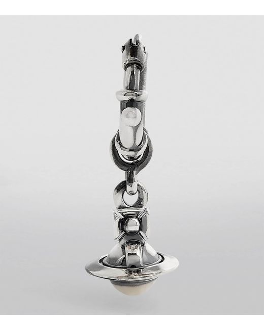 Vivienne Westwood White Pauliana Single Hoop Earring for men