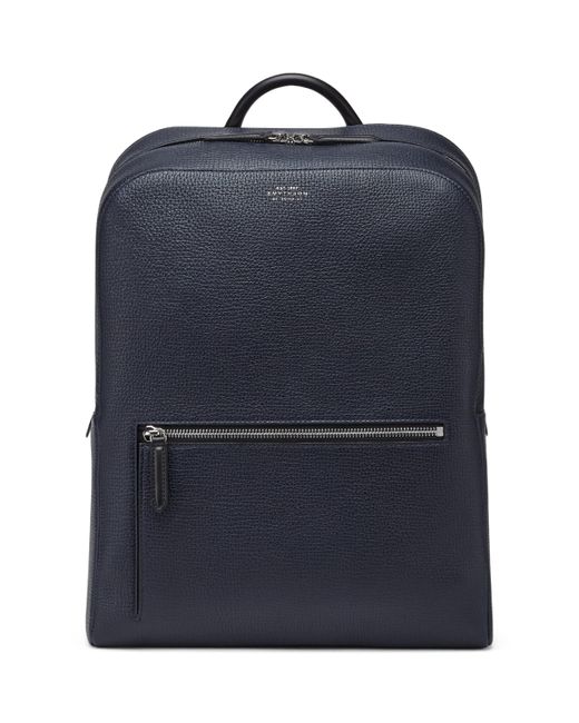 Smythson Blue Ludlow Leather Backpack for men