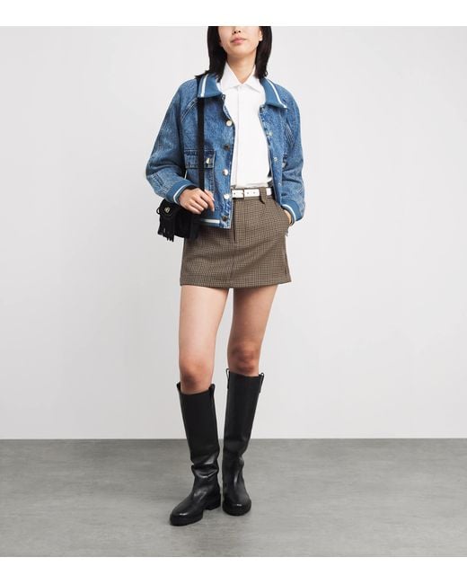 Sandro Blue Rib-Trim Denim Jacket