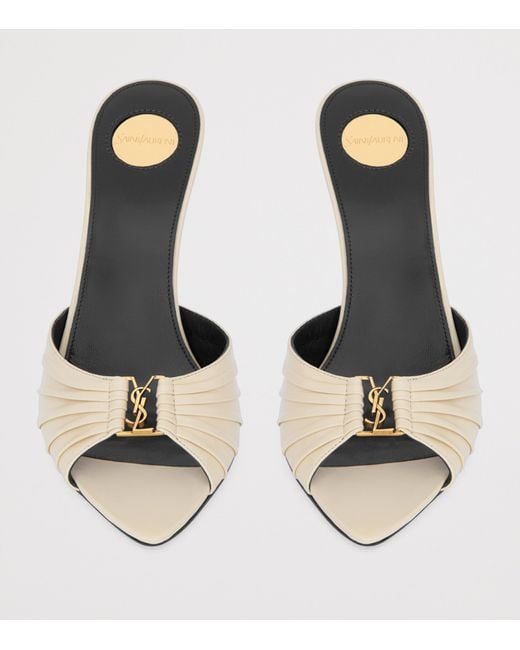 Saint Laurent White Leather Babylone Sandals 90