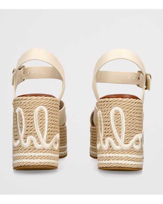 Chloé Natural Leather Sand Wedge Espadrilles 105