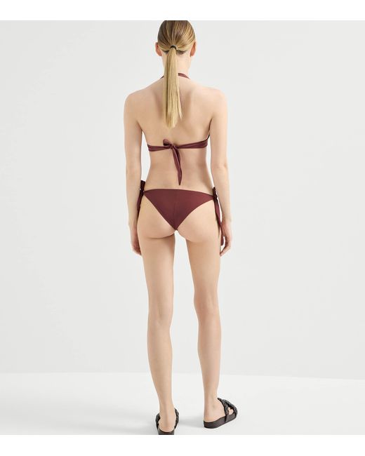 Brunello Cucinelli Purple Side-Tie Bikini Bottoms