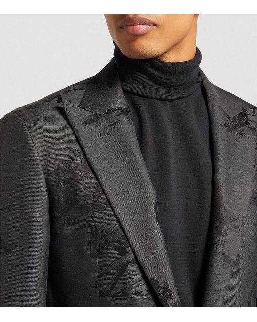 Polo Ralph Lauren Black Wool-silk Jacquard Blazer for men