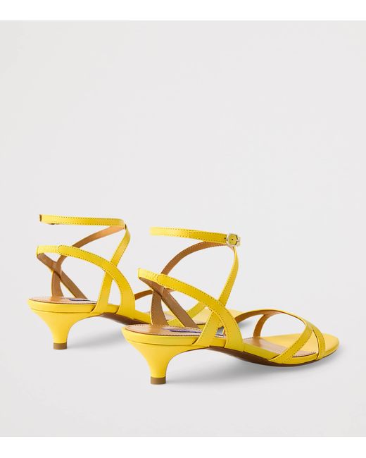 Ralph Lauren Yellow Calfskin Clarke Heeled Sandals 35