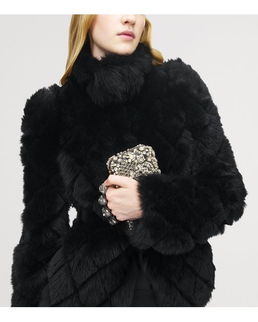 McQueen Metallic Embellished Skull Knuckle Clutch Bag